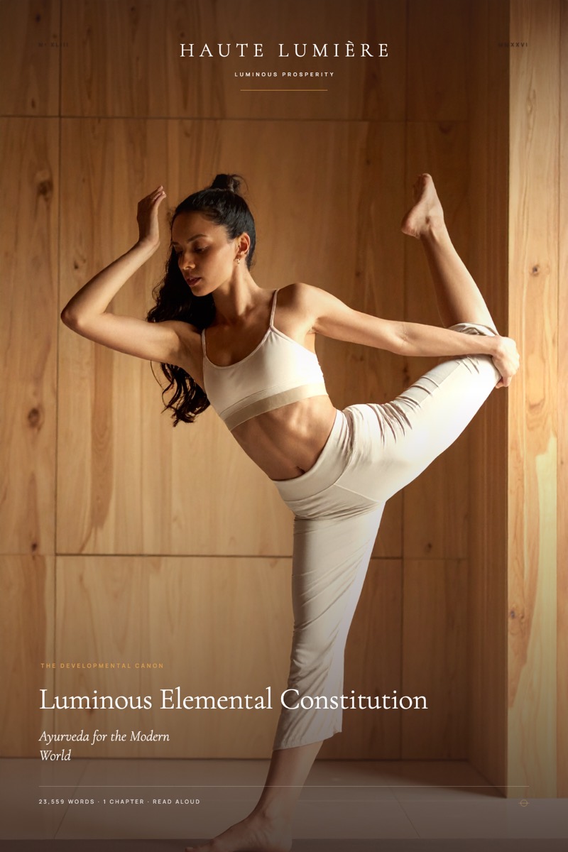 The jacket of Luminous Elemental Constitution™: Ayurveda for the Modern World