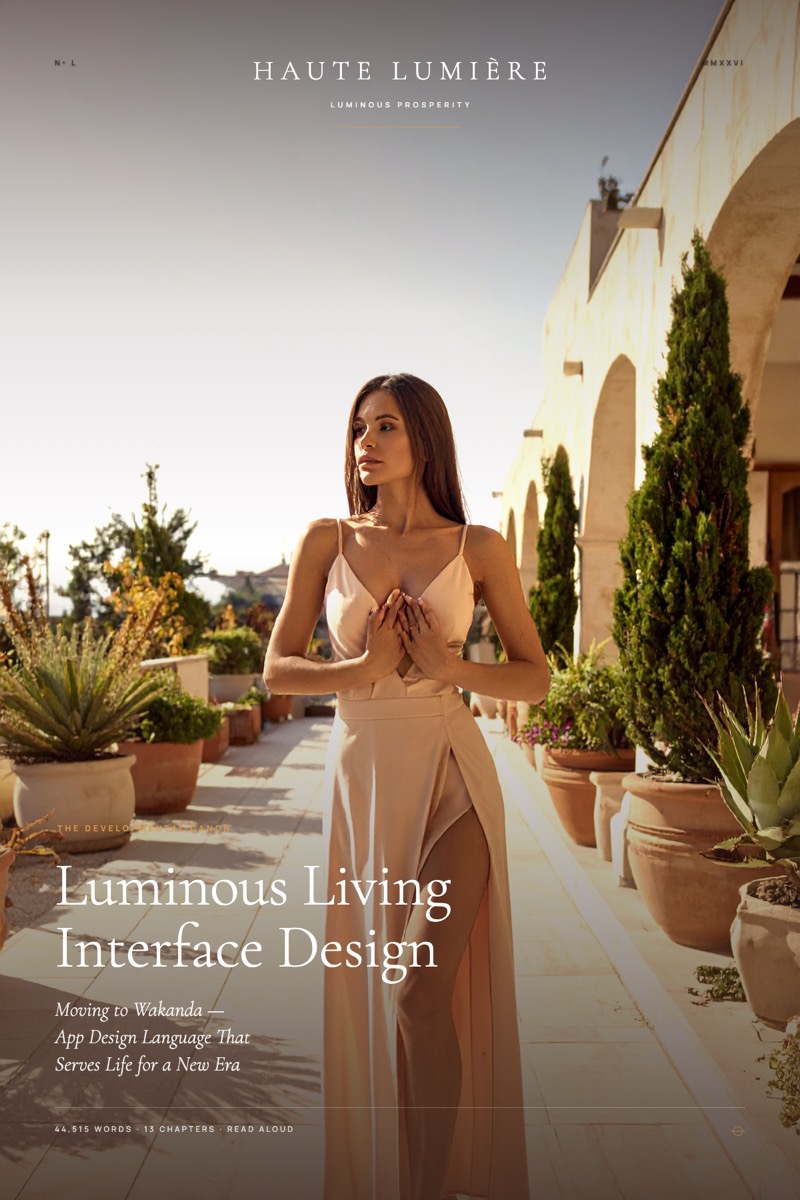 The jacket of Luminous Living Interface Design™: Moving to Wakanda — App Design Language That Serves Life for a New Era