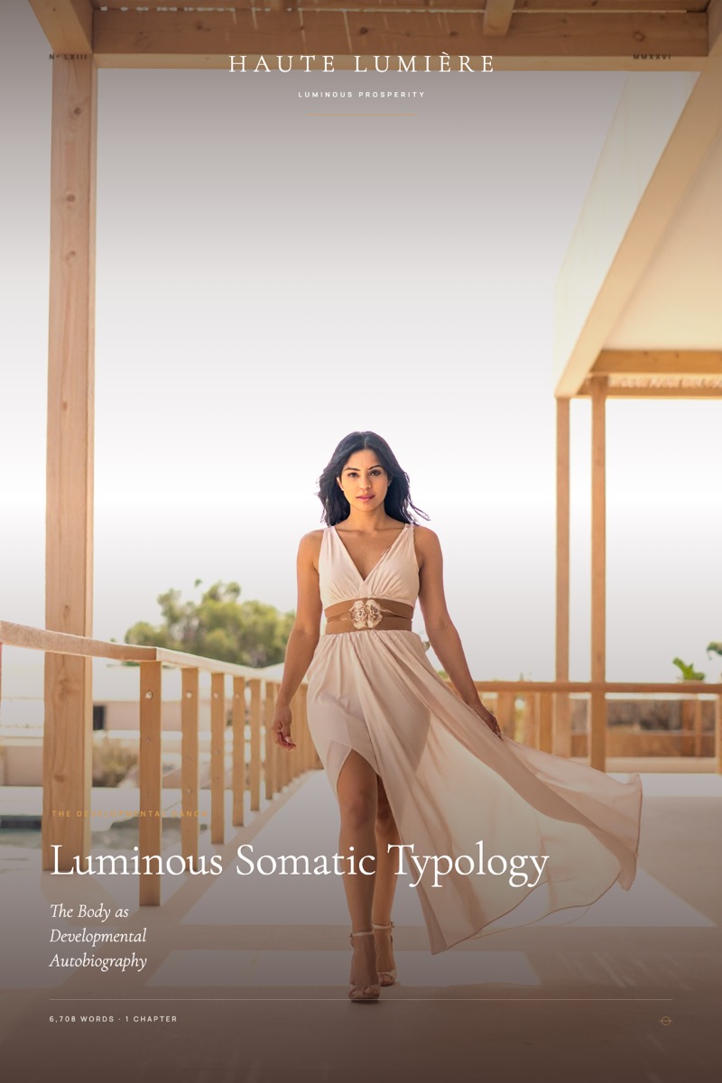 The jacket of Luminous Somatic Typology™: The Body as Developmental Autobiography