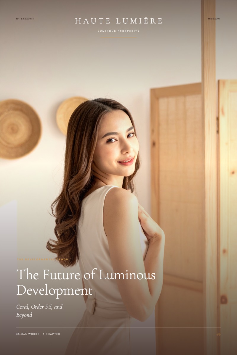 The jacket of The Future of Luminous Development: Coral, Order 5.5, and Beyond